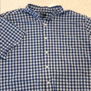 4XB Short Sleeve Button-up Checkered/Plaid Shirt